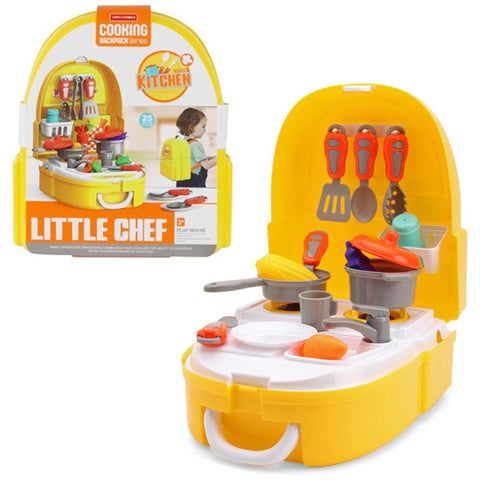 Little Chef Cooking Backpack for Kids 25 Pieces Set Kitchen