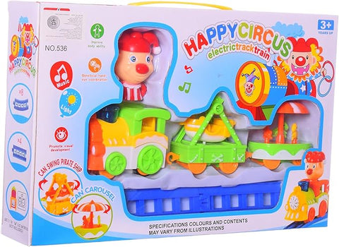 Cartoon Circus Train Toy Set for Kids with Track, Lights & Musical
