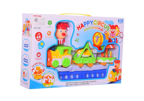 Cartoon Circus Train Toy Set for Kids with Track, Lights & Musical