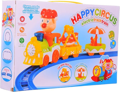 Cartoon Circus Train Toy Set for Kids with Track, Lights & Musical
