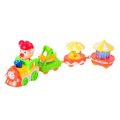 Cartoon Circus Train Toy Set for Kids with Track, Lights & Musical