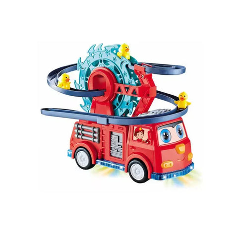 Electric Duck Climbing Stairs Toy – Light & Music Slide Track with Ferris Wheels