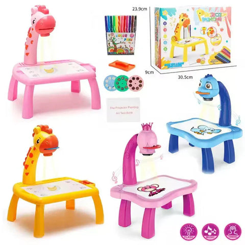 3-in-1 Giraffe LED Projector Drawing Table for Kids