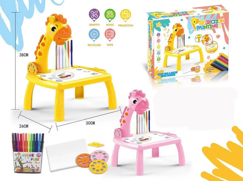 3-in-1 Giraffe LED Projector Drawing Table for Kids