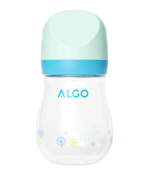 ALGO Baby Glass Feeding Bottle 200ml – Safe & Stylish with Purple Lid