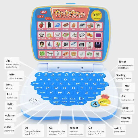 Different Characters Themed Mini Learning Laptop For Kids Assortment