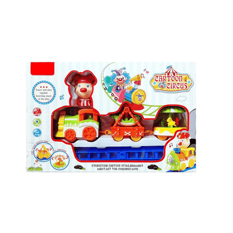 Cartoon Circus Train Toy Set for Kids with Track, Lights & Musical