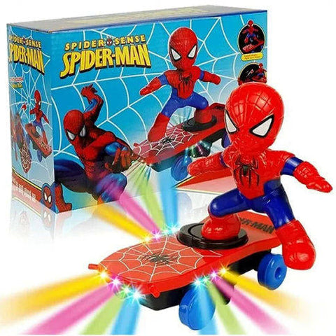 Spiderman Automatic Flip Rotation Skateboard Toy