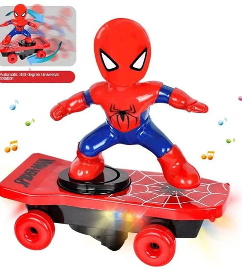 Spiderman Automatic Flip Rotation Skateboard Toy