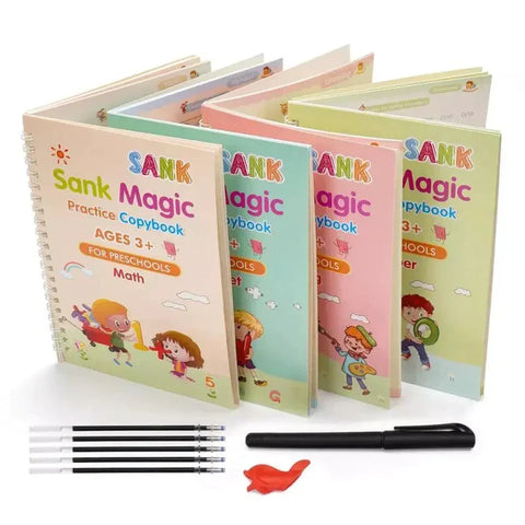 Magic Auto-Disappearing Hand Writing Books Set (Pack of 4)