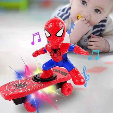 Spiderman Automatic Flip Rotation Skateboard Toy