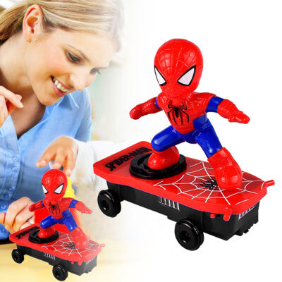 Spiderman Automatic Flip Rotation Skateboard Toy