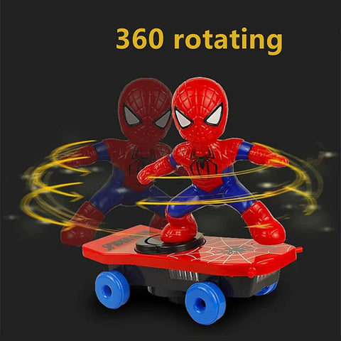 Spiderman Automatic Flip Rotation Skateboard Toy
