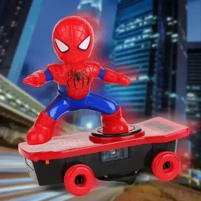 Spiderman Automatic Flip Rotation Skateboard Toy